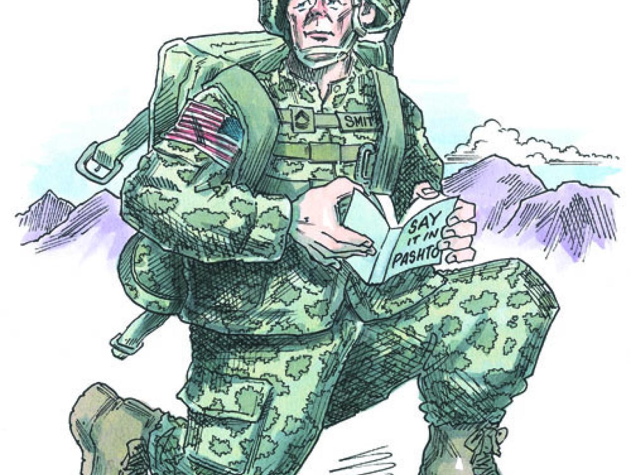 Solider with book