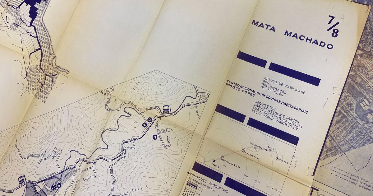 Image of maps in the Janice Perlman papers, blueprint maps of favelas