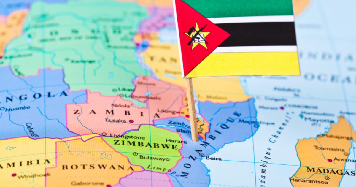 Map and flag of Mozambique stock photo