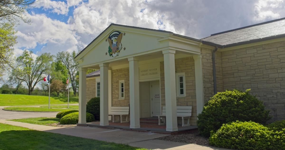 Herbert Hoover Presidential library and museum, West Branch Iowa - stock photo