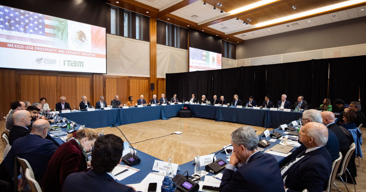 Scholars and former officials from the US and Mexico are seen in Hoover’s Blount Hall on April 20, 2026. (Patrick Beaudouin)