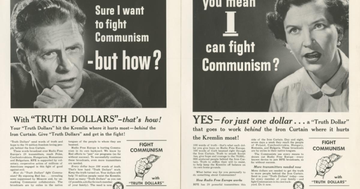 Proofs of advertisements from the Crusade for Freedom Advertising Council's "Truth Dollar" campaign, 1954  (Radio Free Europe/Radio Liberty, Inc. Corporate Records, Box 2236, Folder 1)