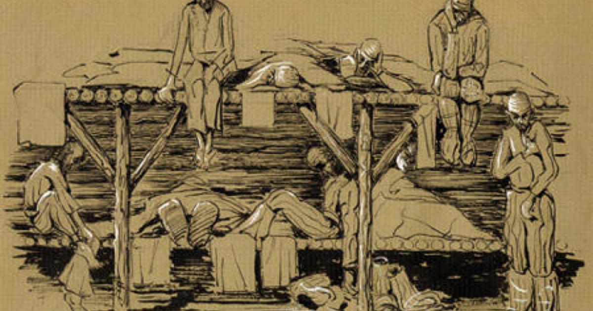 Thomas Sgovio's drawing of the harsh conditions in the Soviet Gulag (1972)