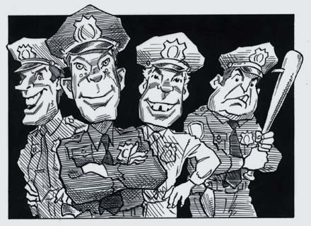 Police cartoon illustration by Taylor Jones