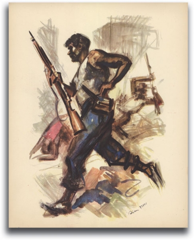 A sketch of a Spanish fighter appears in a 1936 anarchist album.